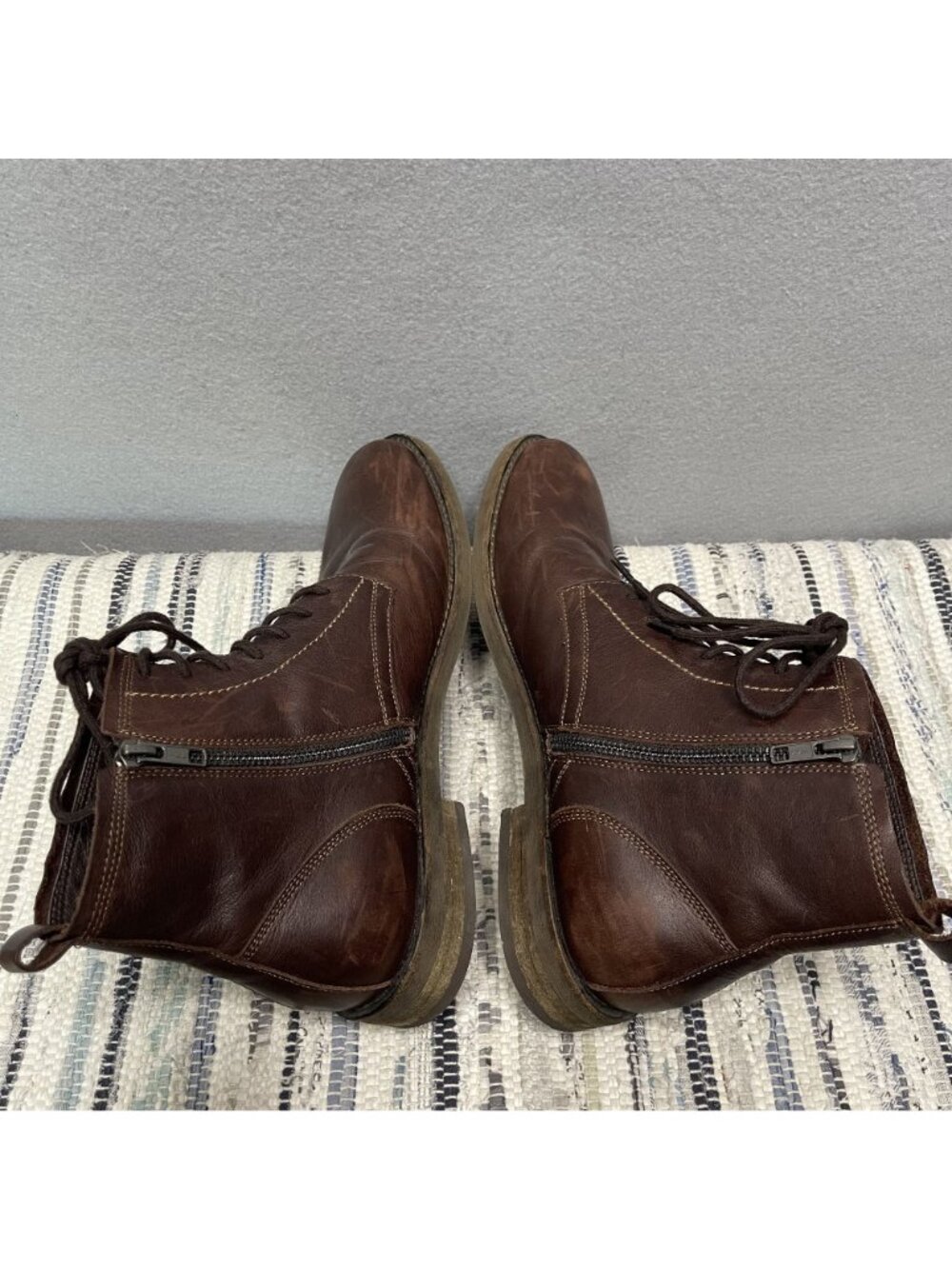 Warfield And Grand Stilwell Mens Brown Leather Boots 9.5 Side Zipper - Picture 6 of 10